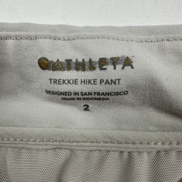 Athleta Pants Womens 2 Cream Birch Grey Trekkie Hike Nylon Ripstop Outdoor Sport - Picture 4 of 13